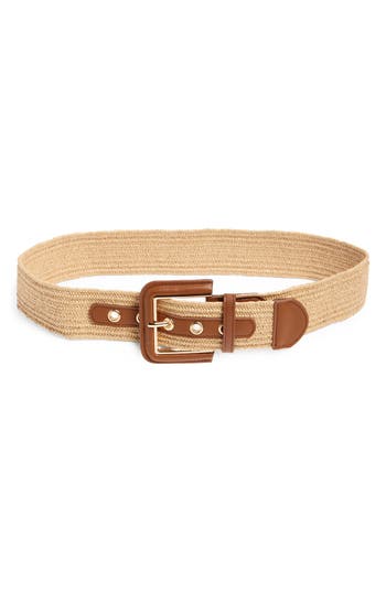Nine West Square Buckle Faux Leather Belt In Neutral