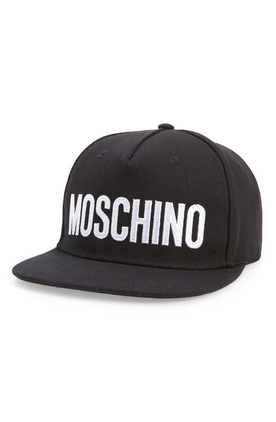 Moschino Logo-print Canvas Cap In Black