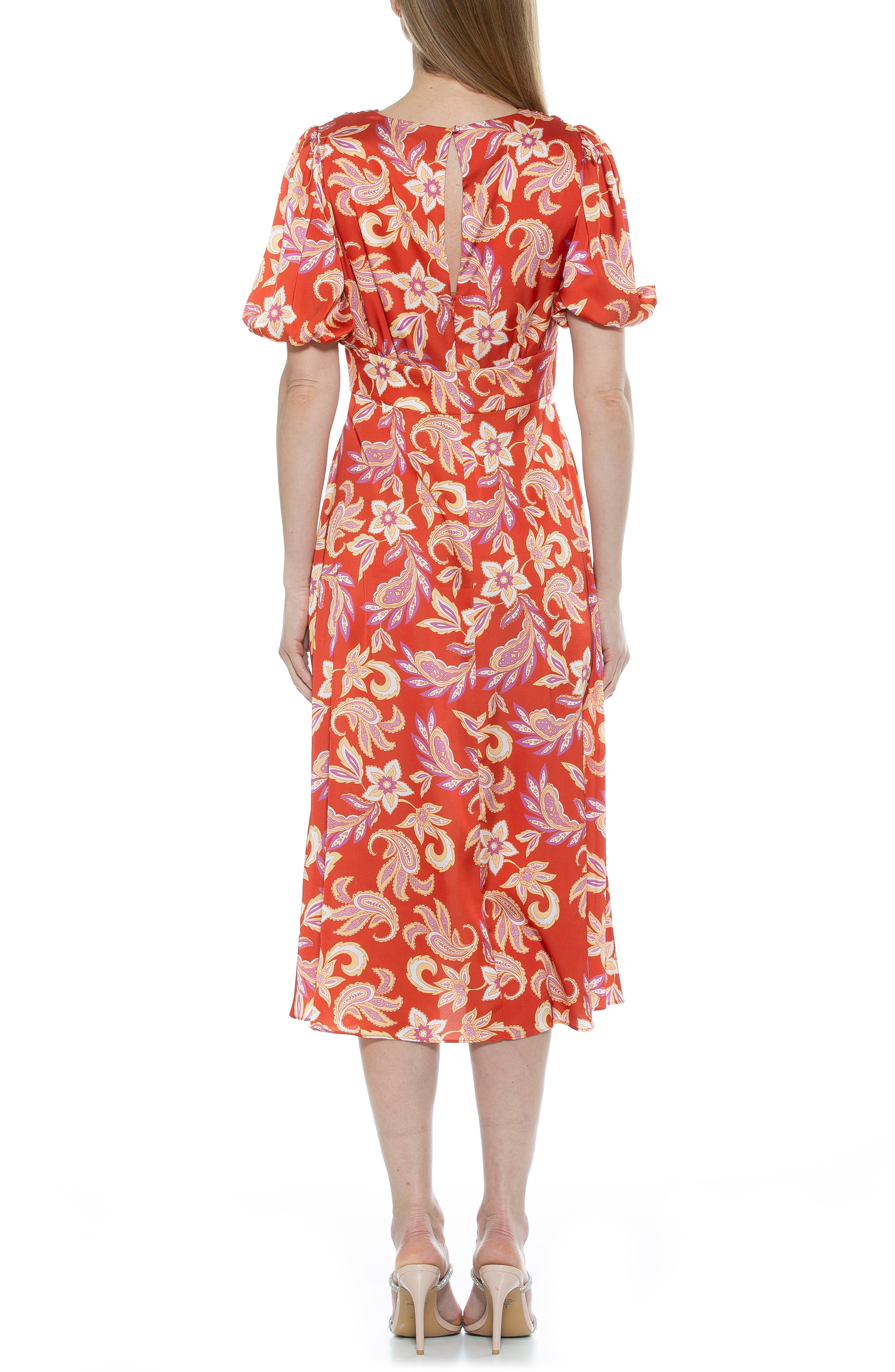 Alexia Admor VNeck Puff Sleeve Midi Dress Nordstromrack