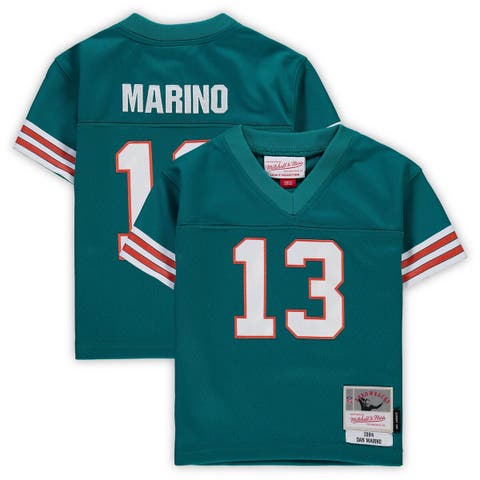 Men's Mitchell & Ness Dan Marino Aqua/Orange Miami Dolphins Big & Tall Split Legacy Retired Player Replica Jersey