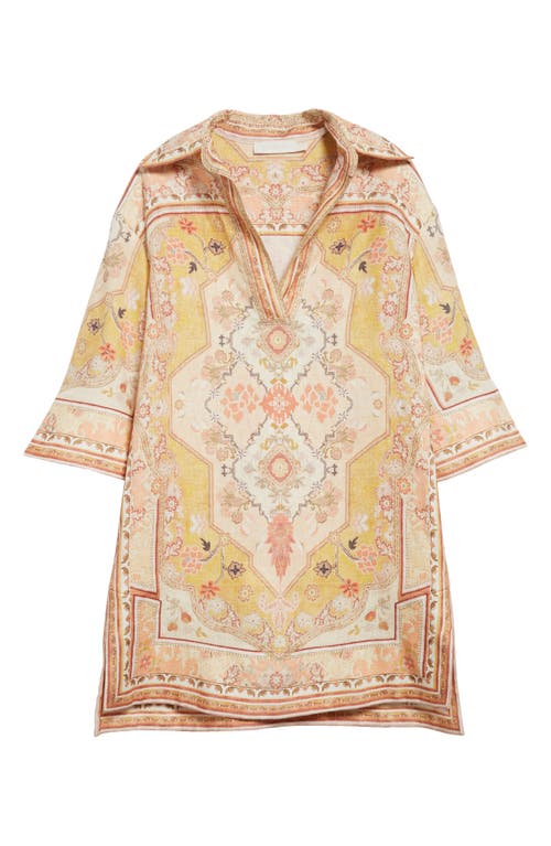 Zimmermann Wylie Printed Linen Tunic In Nude