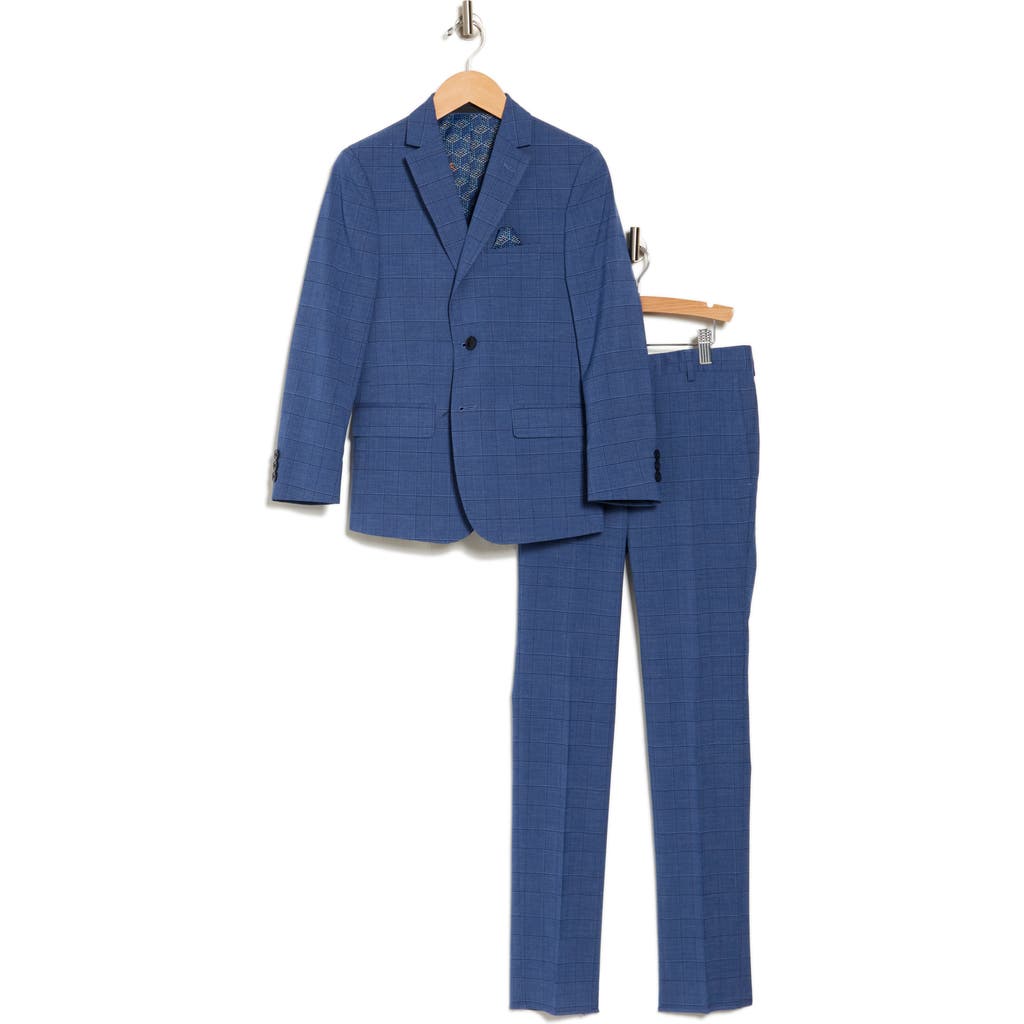 Shop Tallia Kids' Plaid Suit In Blue