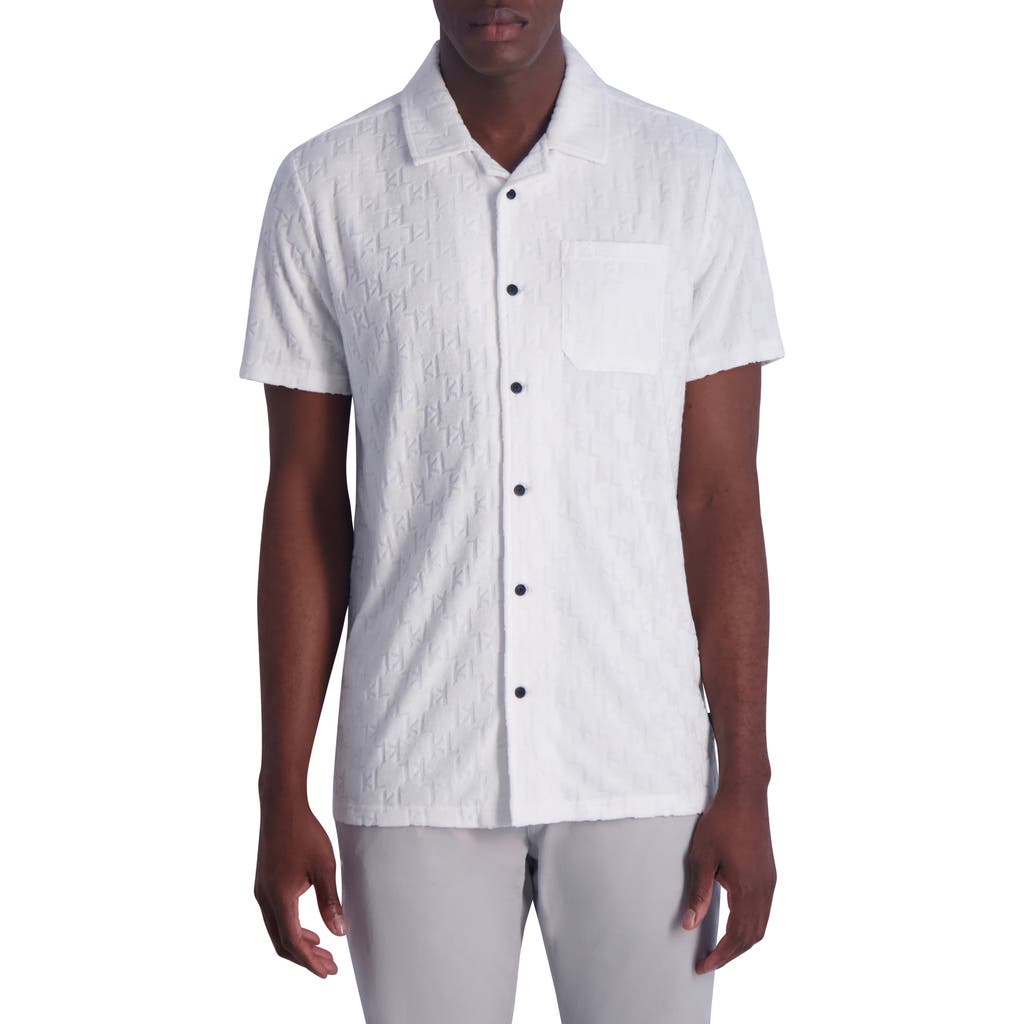 Karl Lagerfeld Paris Logo Jacquard Button-up Shirt In White