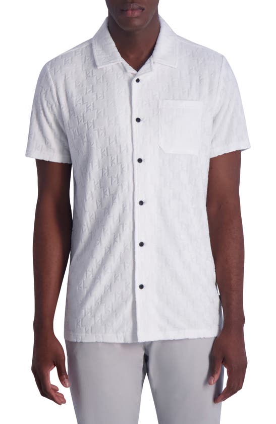 Karl Lagerfeld Logo Jacquard Button-up Shirt In White