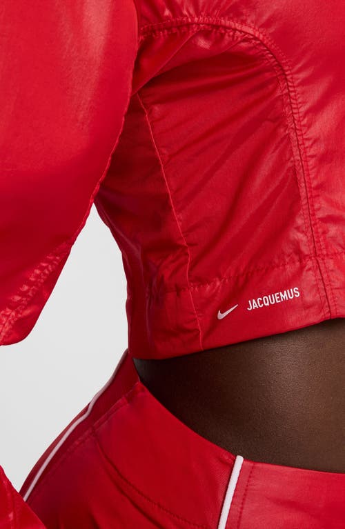 Shop Nike X Jacquemus Crop Track Jacket In University Red/white