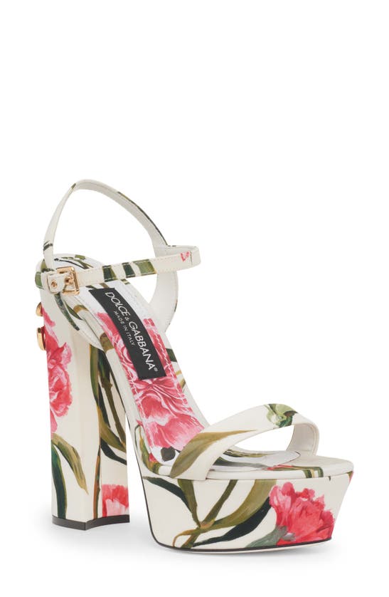Dolce & Gabbana Raffia Floral Platform Sandals In Multicolor