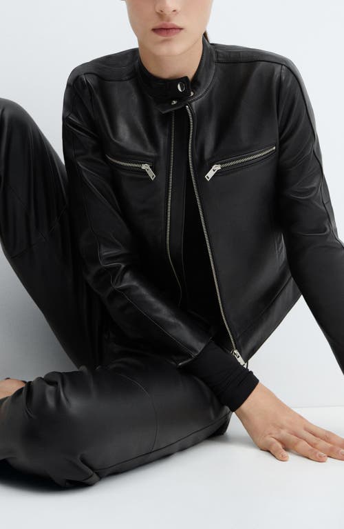 Mango High Waist Straight Leg Faux Leather Pants In Black
