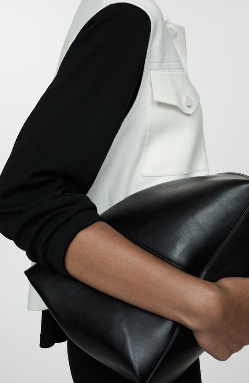 Mango Snap Front Knit Vest In Ecru