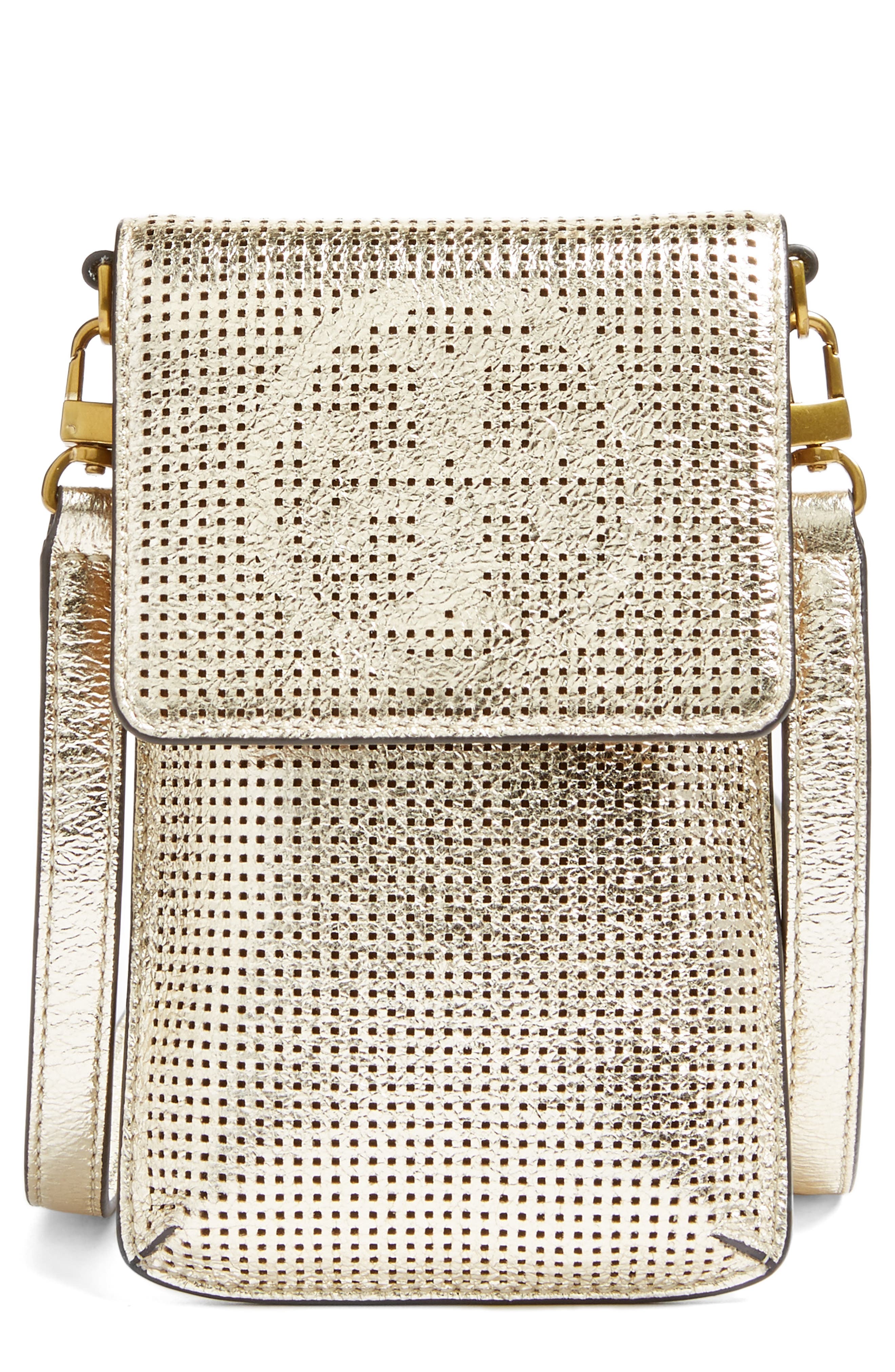 Tory Burch Perforated Metallic Leather Smartphone Crossbody Bag Nordstrom