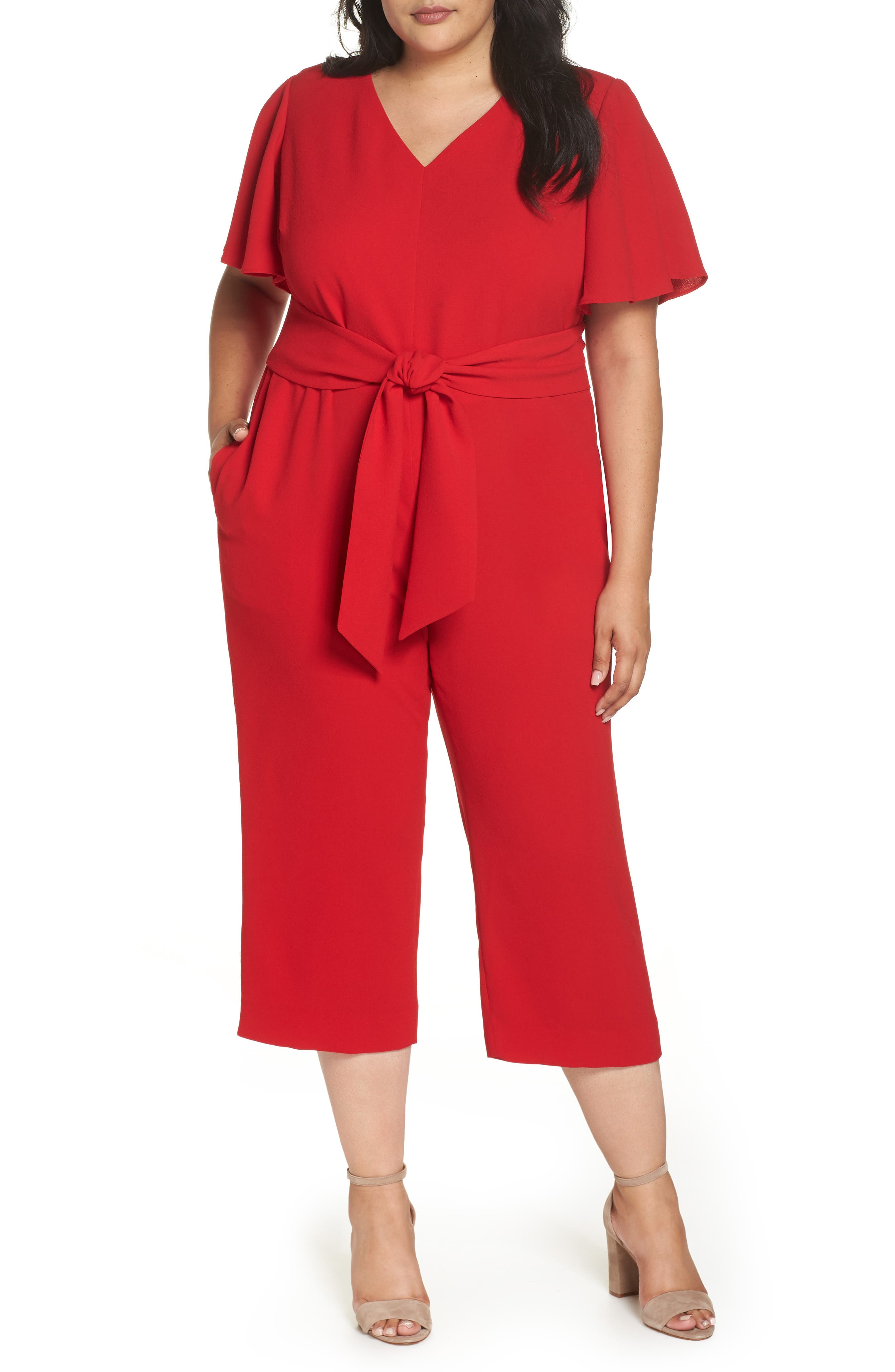 tahari jumpsuit red