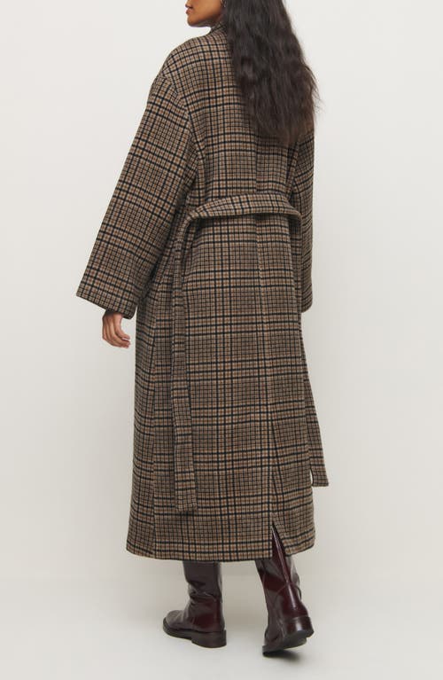 Shop Reformation X Kacey Musgraves Cotswolds Plaid Wool Blend Coat In Toffee Plaid