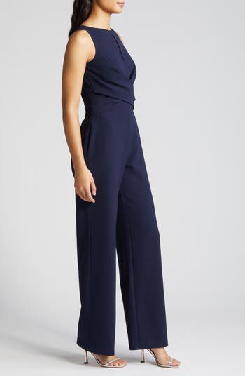 Vince Camuto Cross Front Keyhole Wide Leg Crepe Jumpsuit Nordstrom