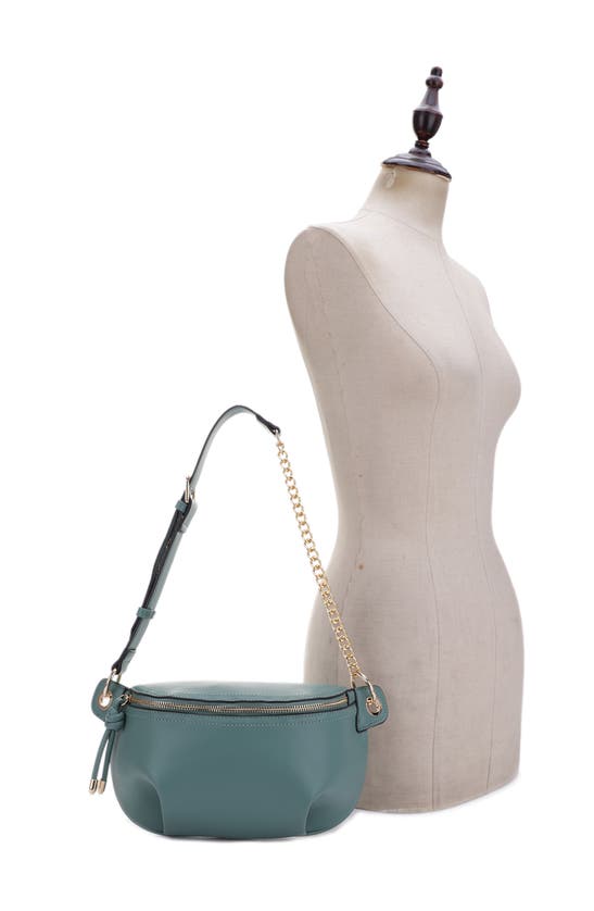 Shop Mali + Lili Evelyn Vegan Leather Belt Bag In Dark Sage