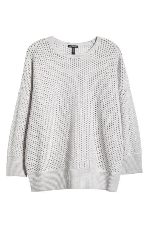 Shop Eileen Fisher Open Stitch Wool Sweater In Sea Salt