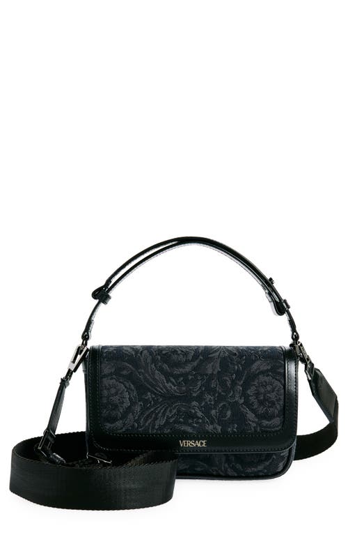 Versace Mini Canvas Jacquard Shoulder Bag in Black Ruthenium at Nordstrom