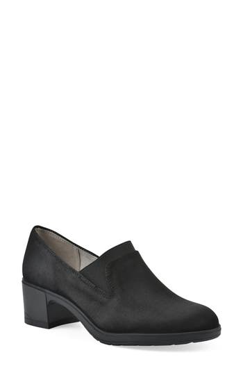 Cliffs By White Mountain Hunton Block Heel Loafer Pump In Black Suedette