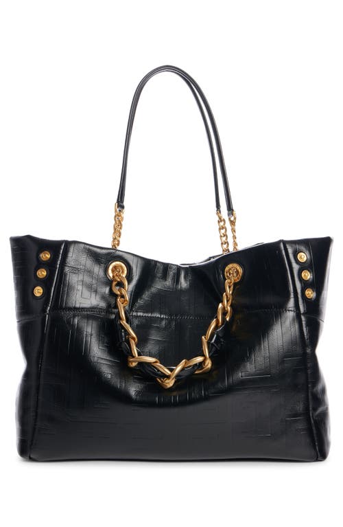 Balmain 1945 Soft Pb-monogrammed Crinkled Leather Tote Bag In 0pa Black