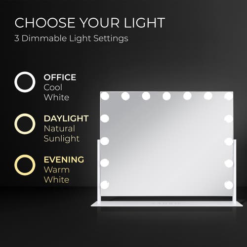 Zadro Large Vertical Hollywood Makeup Mirror With Lights In White