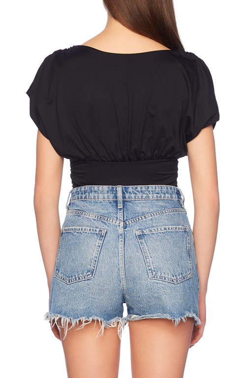 Shop Susana Monaco Cap Sleeve Gathered Top In Black