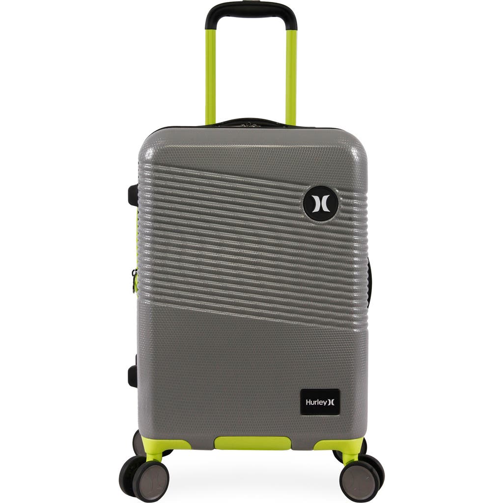 Hurley Looper 21" Hardshell Spinner Suitcase In Light Grey/neon
