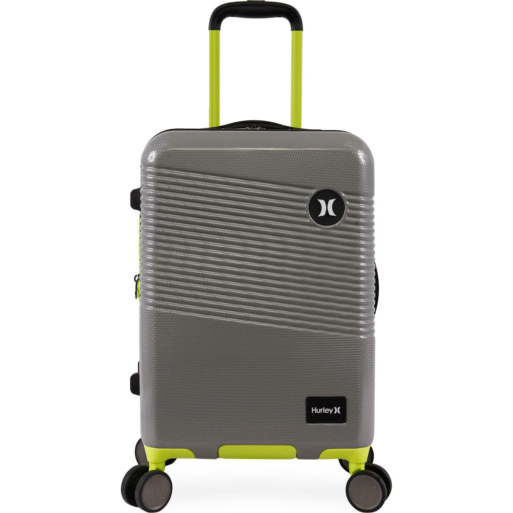 Hurley Looper 21" Hardshell Spinner Suitcase In Light Grey/neon