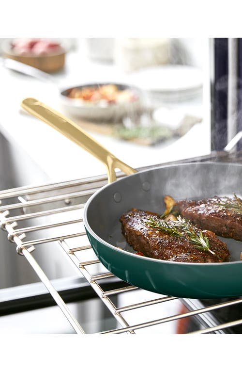 Greenpan Gp5 Infinite8 11-piece Anodized Aluminum Ceramic Nonstick Cookware Set With Champagne Handl In Rainforest Green