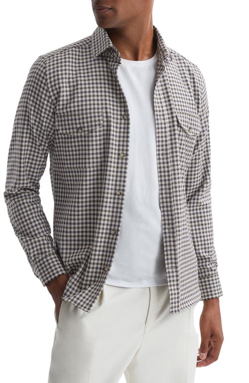 Reiss Tremont Check Brushed Button-Up Shirt in Chocolate Multi at Nordstrom, Size Small