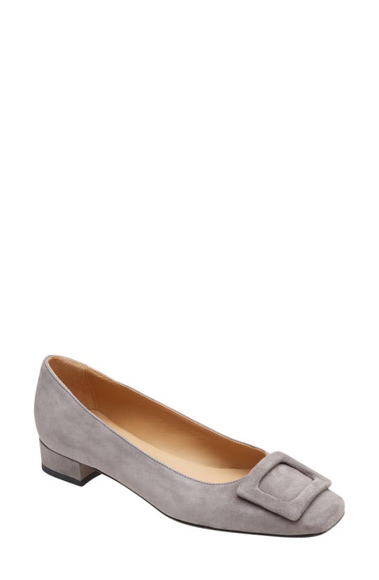Ann Mashburn Buckle Flat In Mid Grey Suede