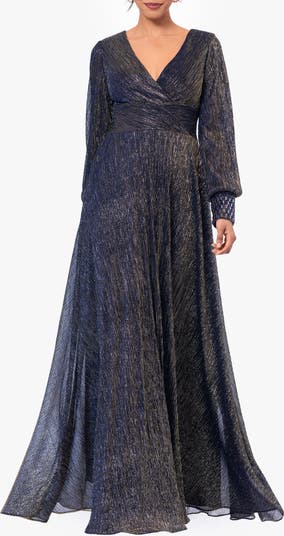 Betsy & adam sequined chiffon gown best sale