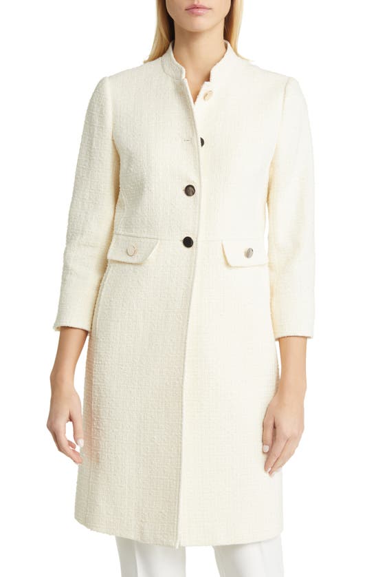 Shop Anne Klein Tweed Overcoat In Anne White