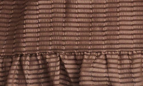 Lucky Brand Stripe Surplice Neck Tiered Top In Deep Taupe