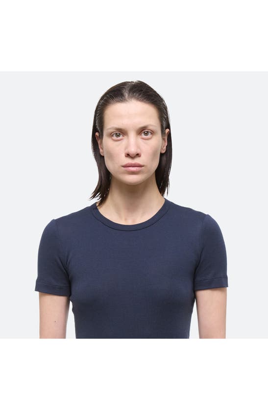 Shop Helmut Lang Shrunken Cotton Modal Top In Navy - G0f