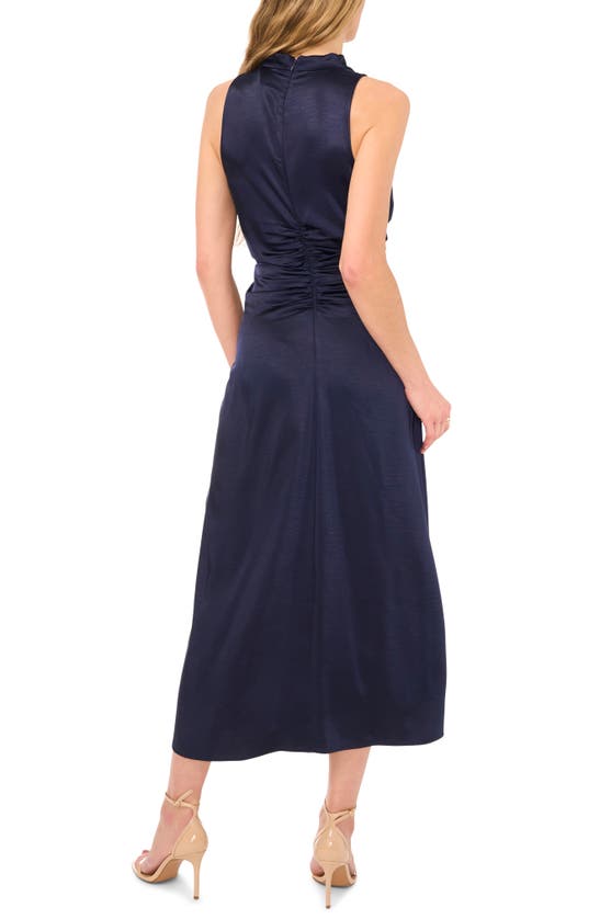 Shop Parker The Ayla Ruched Satin Midi Dress In Classic Navy Blue