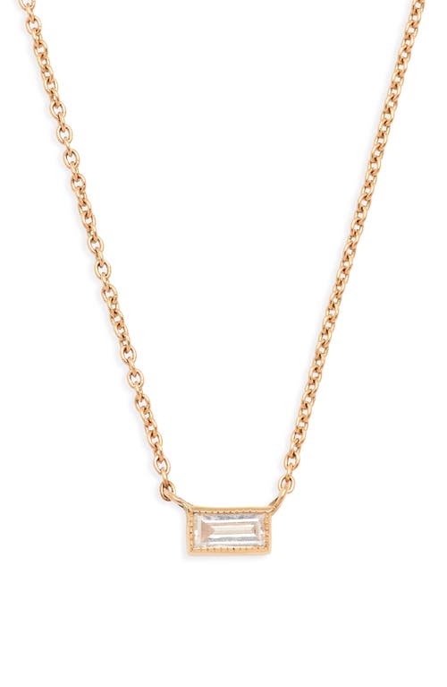 Petite Baguette Diamond Necklace in Rose Gold