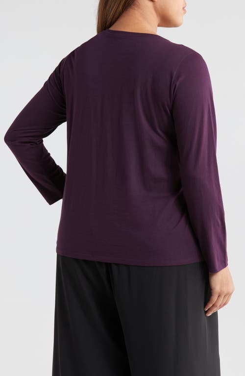 Shop Eileen Fisher Long Sleeve Crewneck Organic Cotton Top In Violet