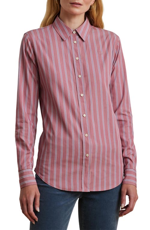 Shop Lauren Ralph Lauren Classic Fit Striped Broadcloth Shirt In Blush Multi