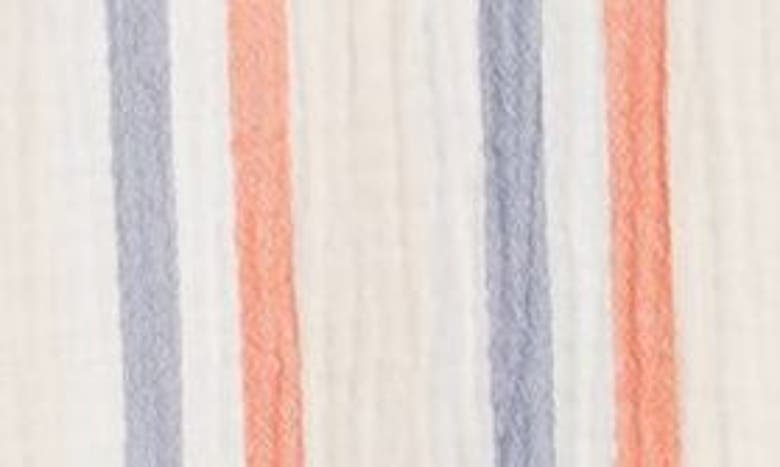 Caslon Stripe Cotton Gauze Henley In Pink Beach- Red Napa Stripe
