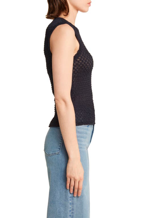 Frame Sleeveless Mesh-lace Top In Black