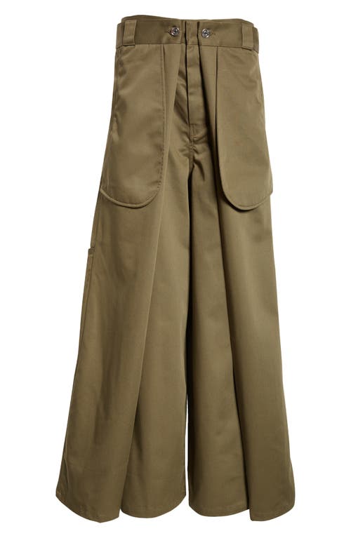 Shop Jean Paul Gaultier Wide Leg Wrap Pants In Khaki