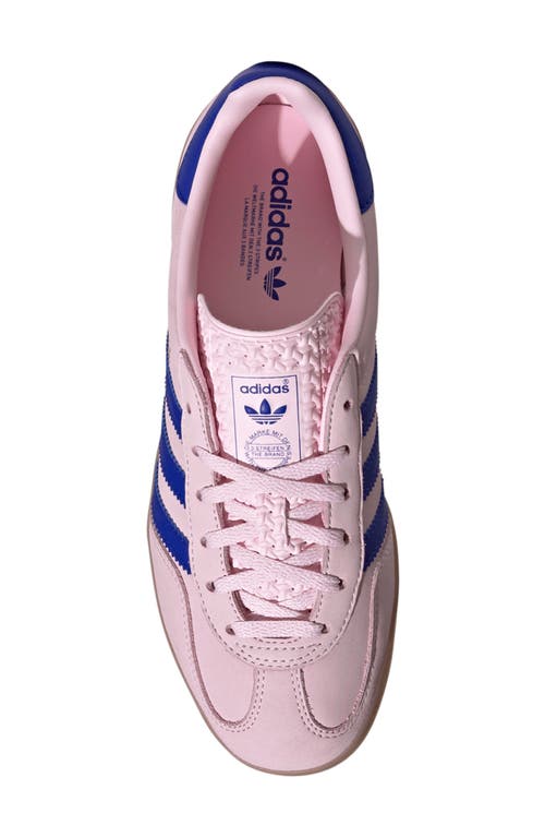 Shop Adidas Originals Adidas Gazelle Indoor Sneaker In Clear Pink/lucid Blue/gum 3