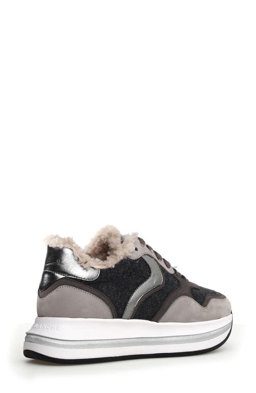 Voile Blanche Melany Faux Fur Sneaker In Grey Anthracite