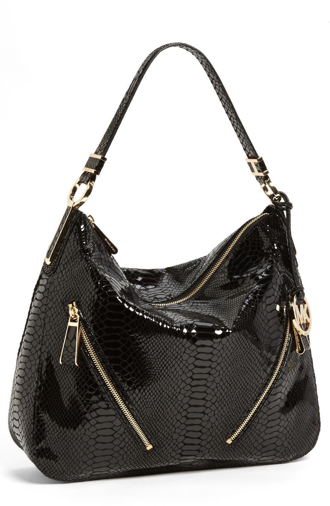 MICHAEL Michael Kors 'Large' Snake Embossed Leather Shoulder Bag