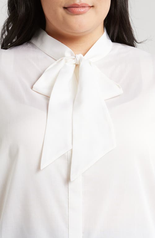 Shop Harshman Aveline Tie Neck Button-up Shirt In Ivory