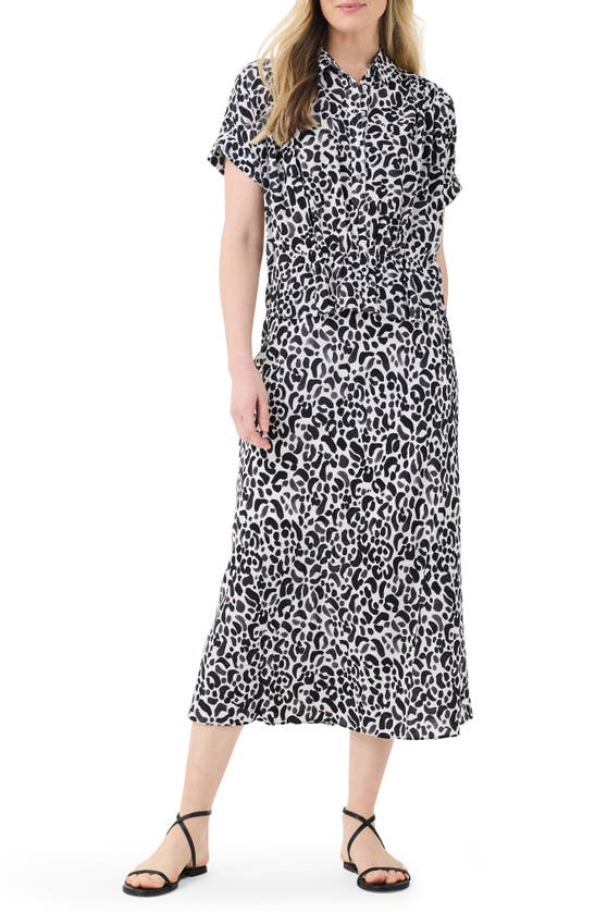Nic + Zoe Animal Print Peplum Top In Black Multi