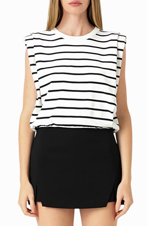 Endless Rose Stripe Sleeveless Knit Top In White/black