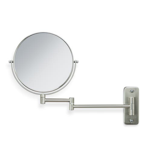 Zadro Wall Mounted Makeup Mirror With 8x/1x Magnifications In Satin Nickel