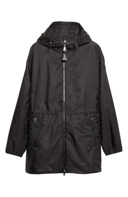 Wete Hooded Drawcord Waist Jacket In Black