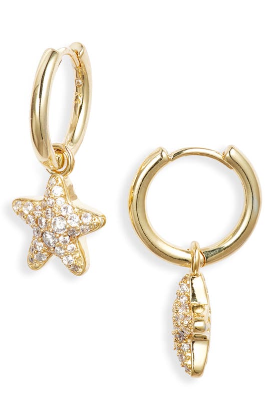 Kendra Scott Jae Pavé Cubic Zirconia Starfish Huggie Hoop Earrings In Gold