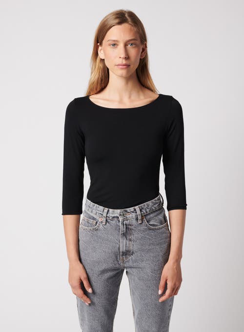 MAJESTIC MAJESTIC FILATURES SOFT TOUCH 3/4 SLEEVE MERROW EDGE BOATNECK T-SHIRT
