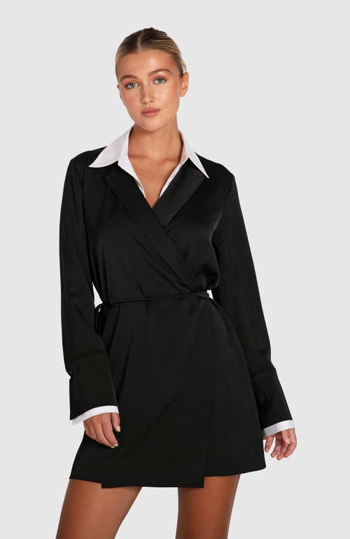 Shop Belle & Bloom Make Me Feel Layered Shirt Dress In Black/white